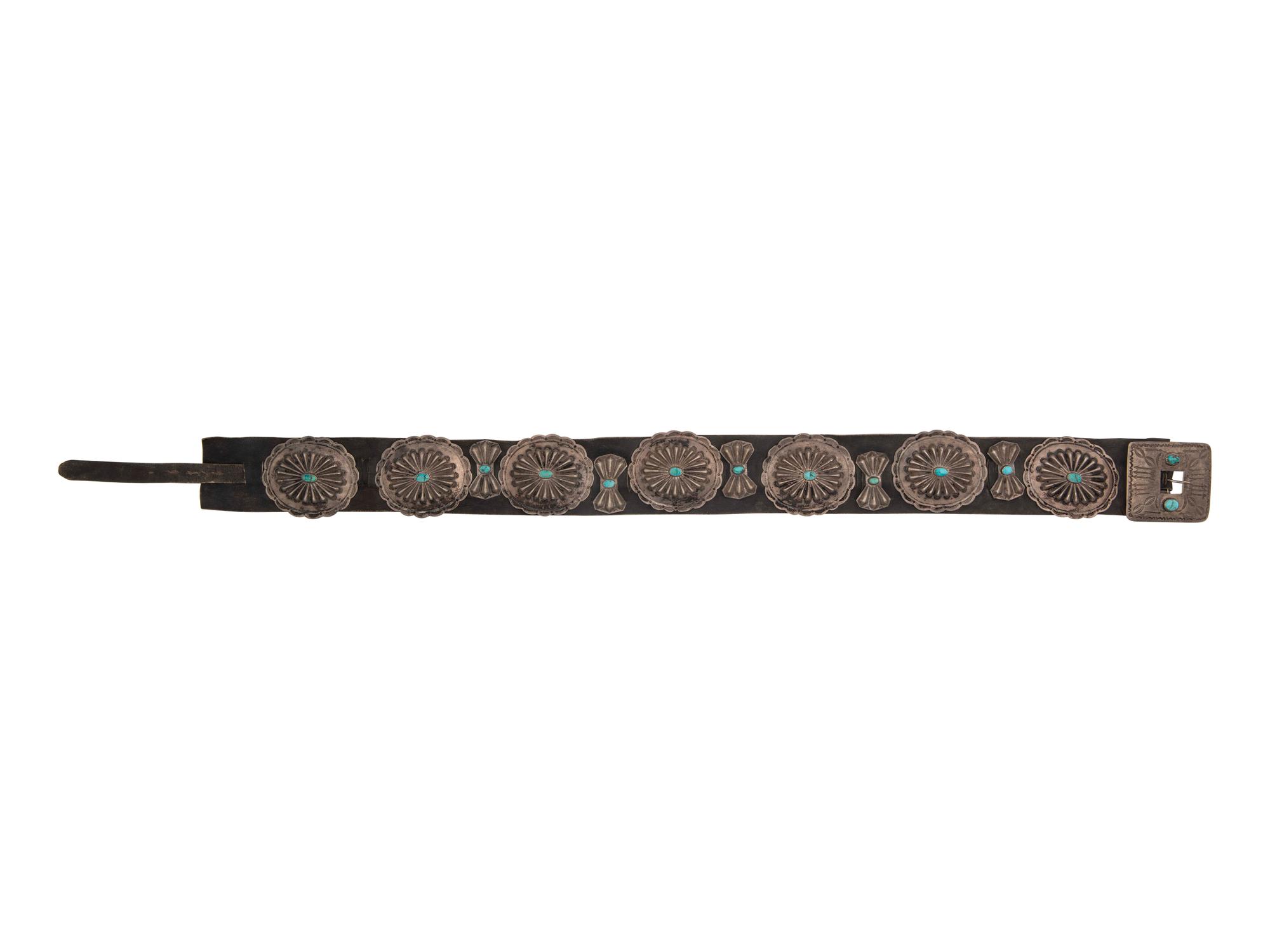 Navajo Silver and Turquoise Concha Belt