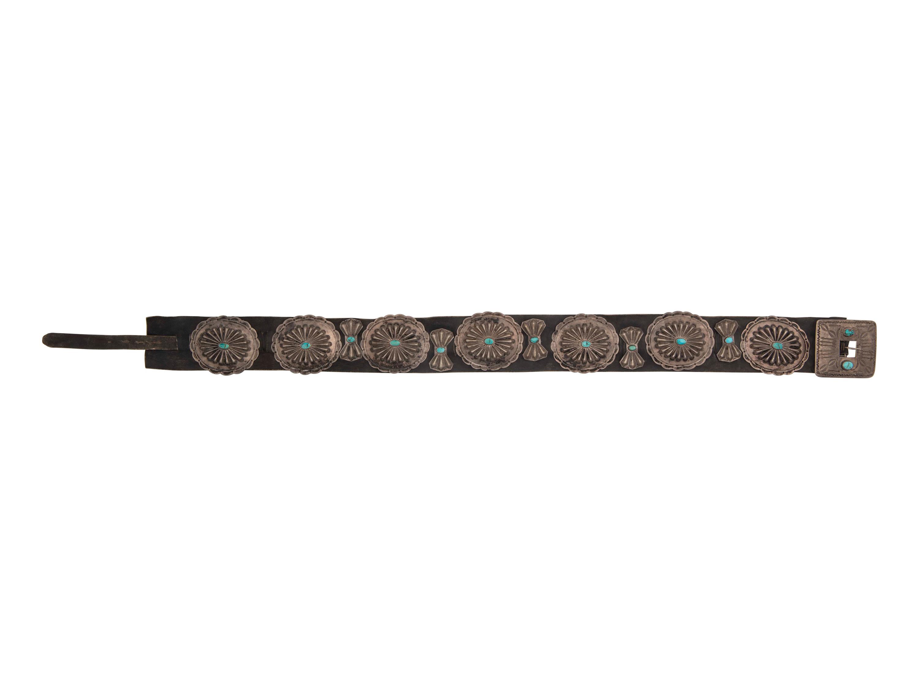 Navajo Silver and Turquoise Concha Belt
