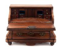 A Diminutive Dutch Oak and Mahogany Bureau Height 14 x width 19 x depth 9 1/2 inches. — 18TH/19TH CENTURY