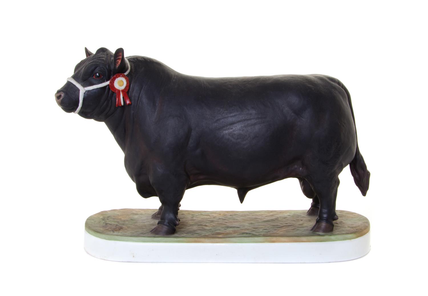 A Royal Worcester Porcelain Model of a Bull Width 10 inches. — MODELED BY DORIS LINDNER