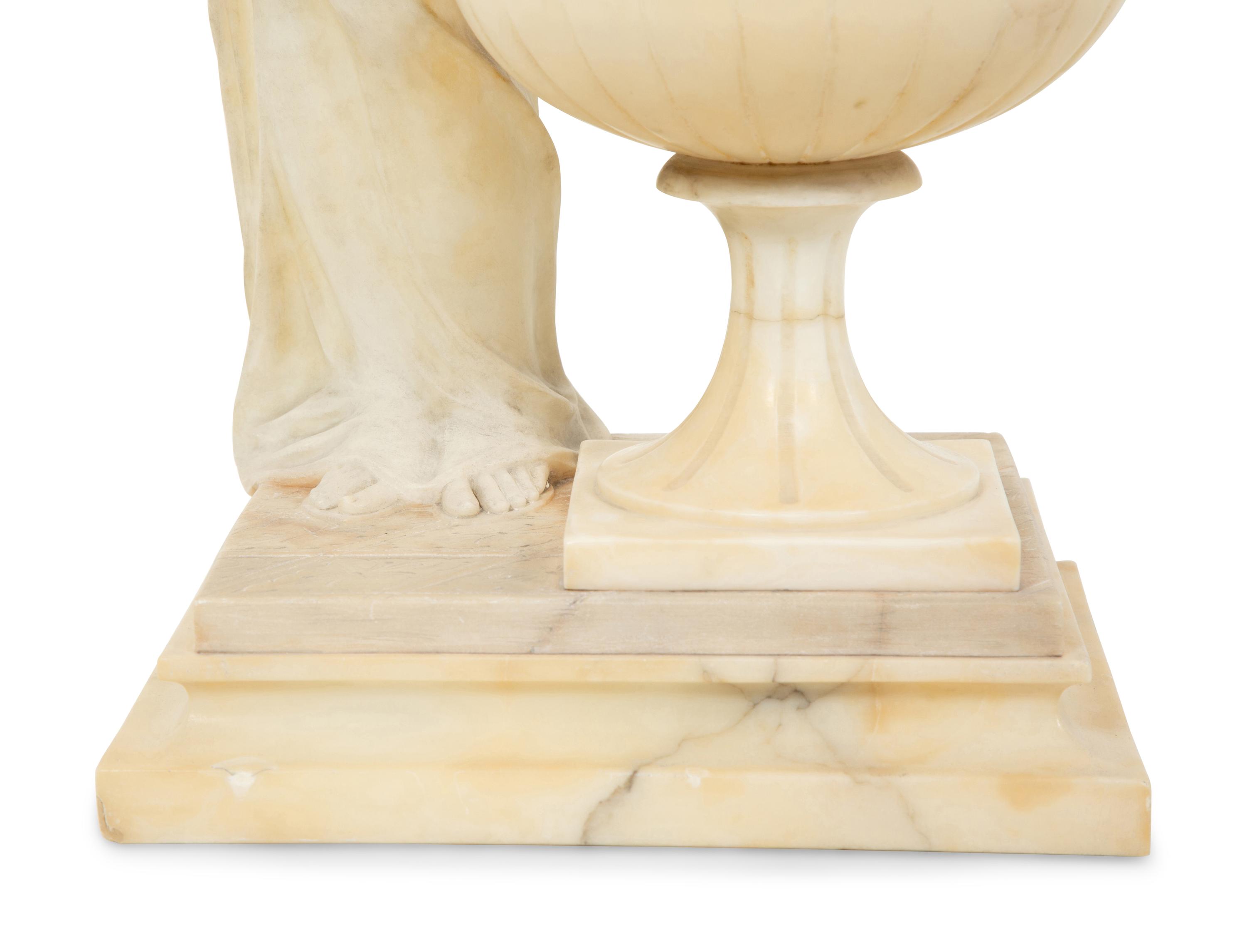 An Italian Carved Alabaster Figural Lamp