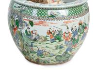A Pair of Chinese Export Famille Verte Porcelain Jardinières — 20TH CENTURY
