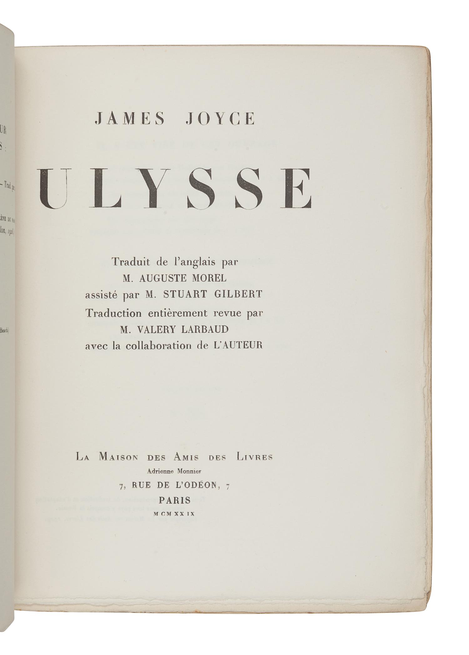 JOYCE, James (1882-1941). Ulysse . Paris: La Maison des Amis des Livres, Adrienne Monnier, 1929.