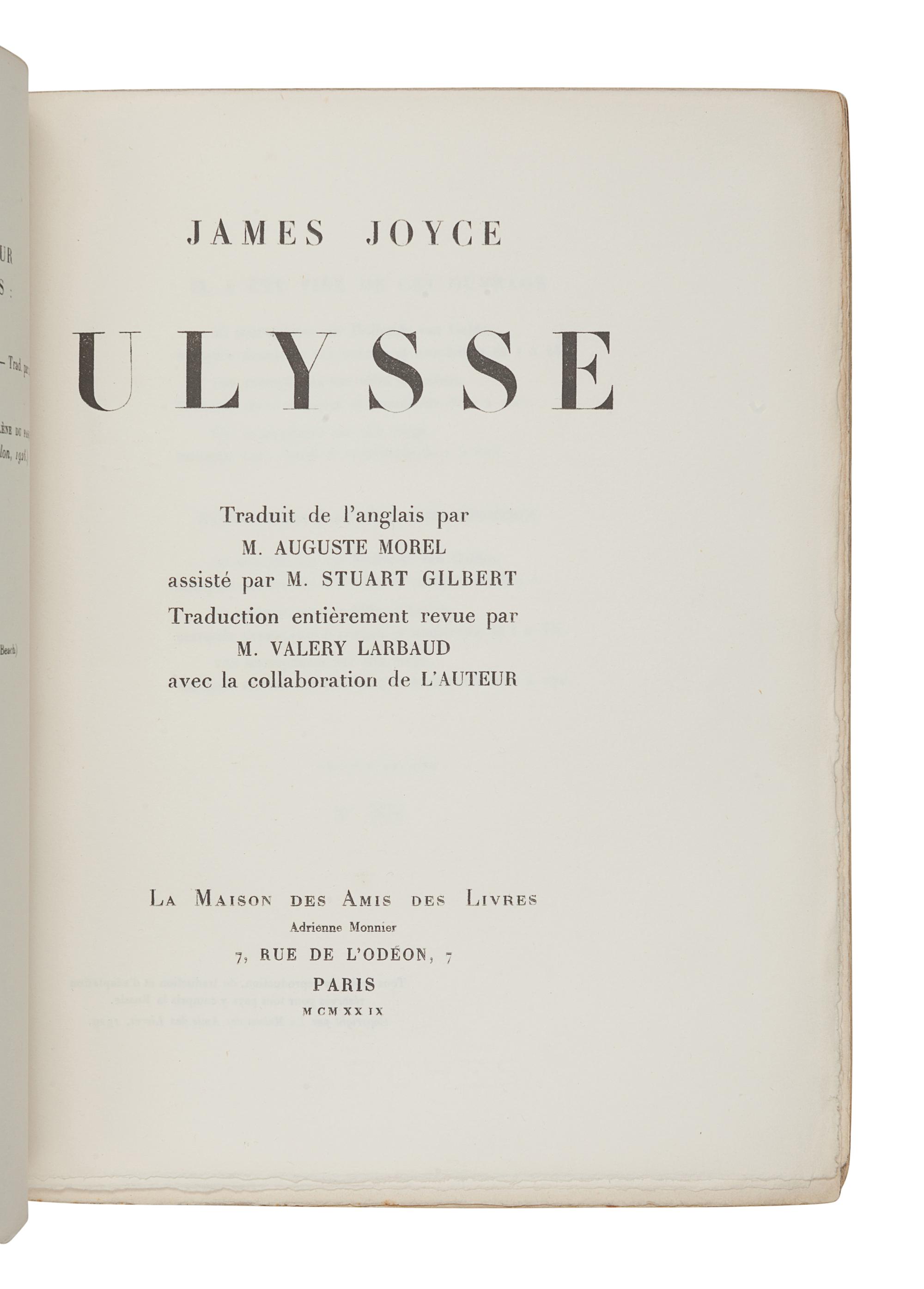 JOYCE, James (1882-1941). Ulysse . Paris: La Maison des Amis des Livres, Adrienne Monnier, 1929.