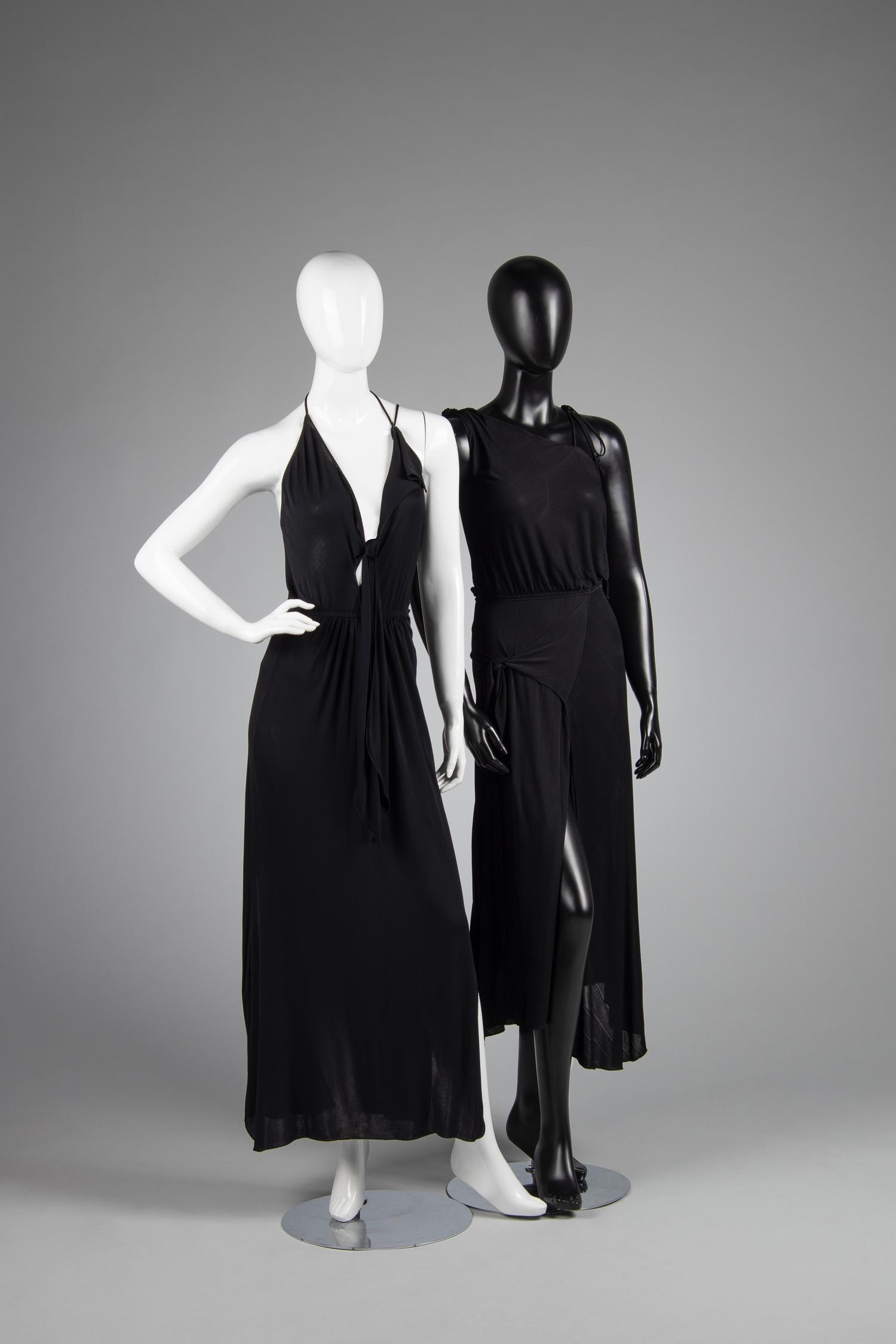 Three Stephen Burrows Pieces: Two Dresses and One Metal Mesh Top, 1970s