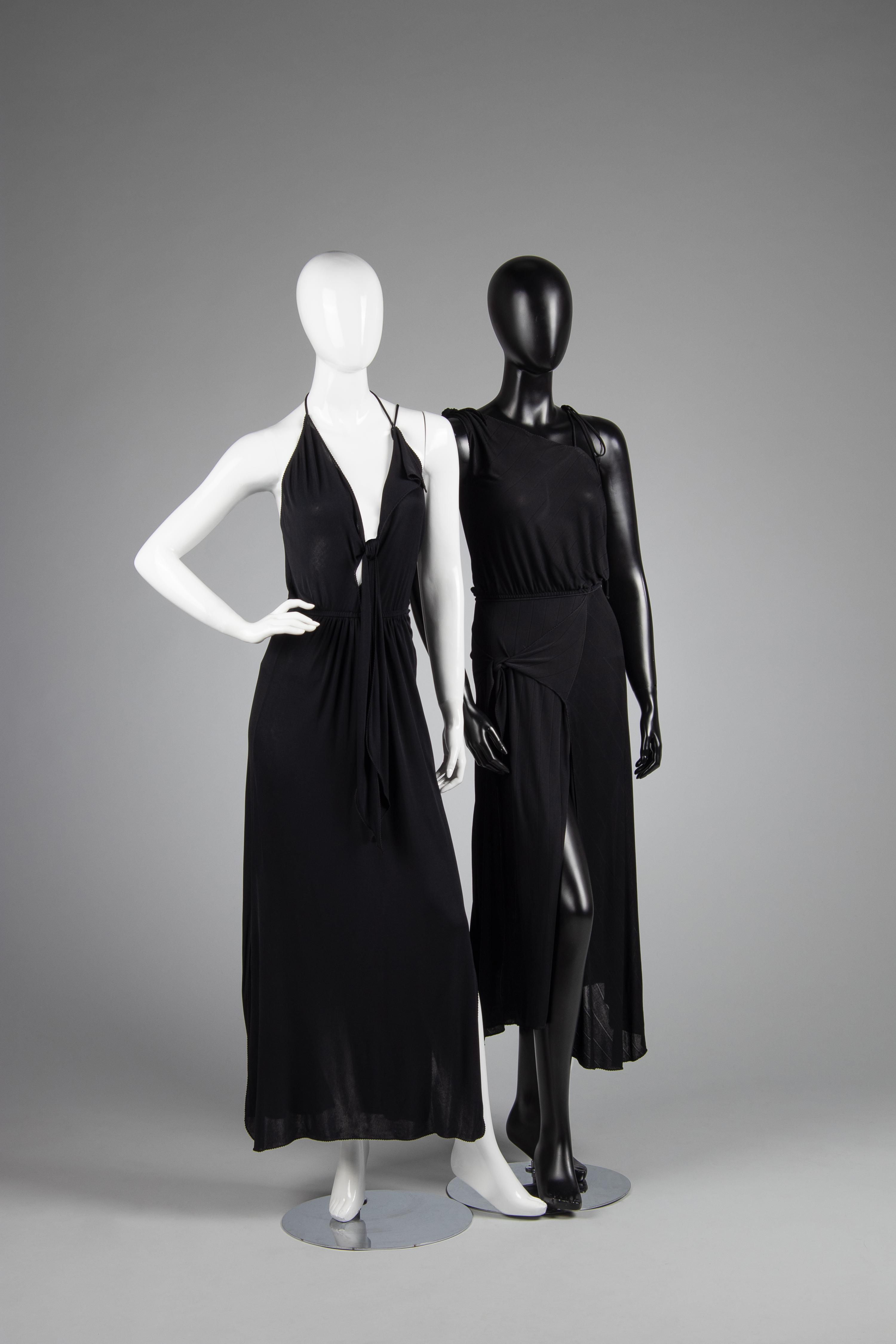 Three Stephen Burrows Pieces: Two Dresses and One Metal Mesh Top, 1970s