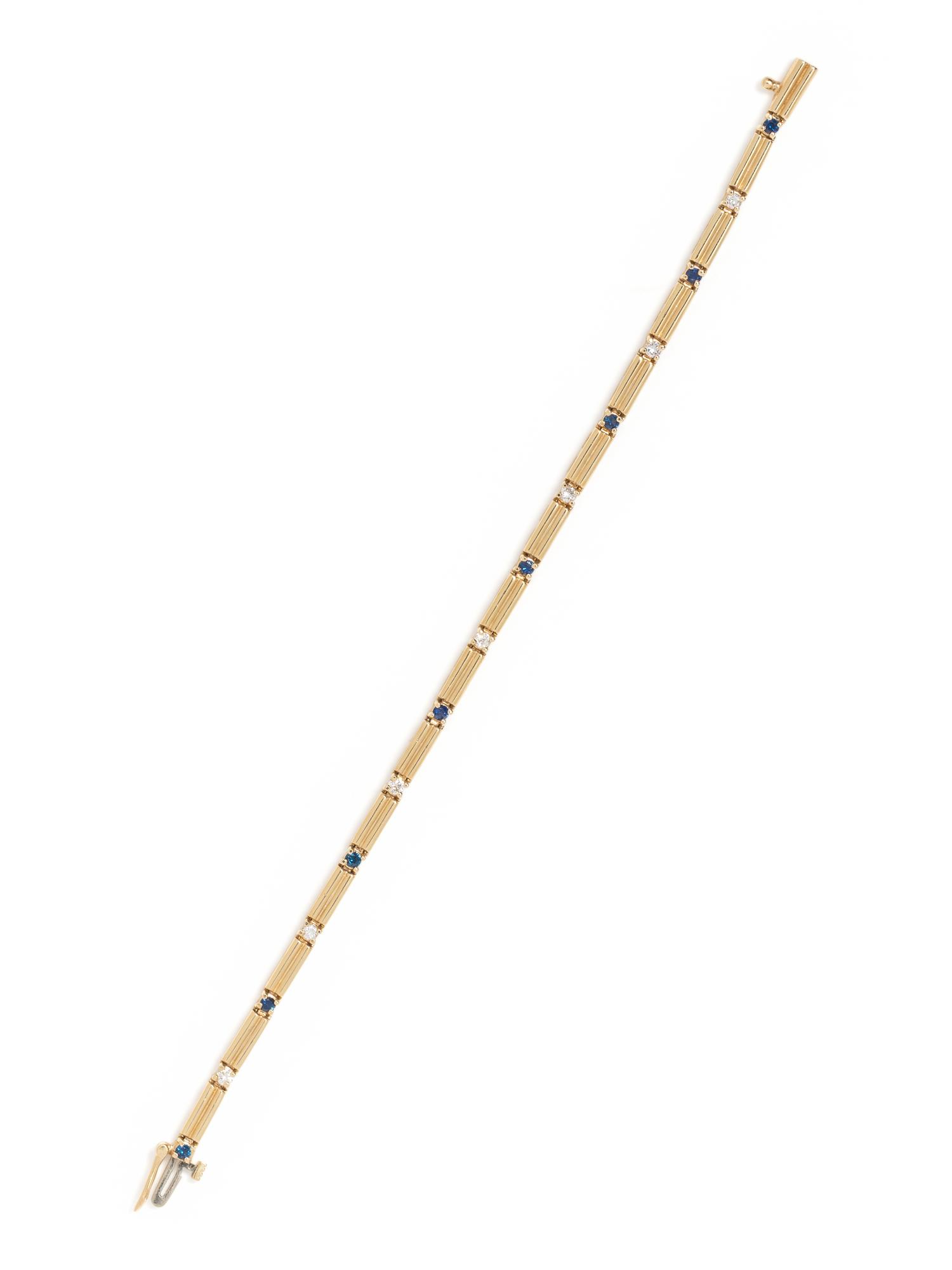 YELLOW GOLD, DIAMOND AND SAPPHIRE BRACELET