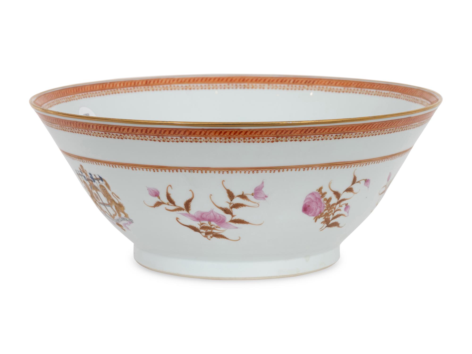 A Chinese Export Armorial Punch Bowl