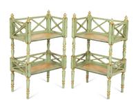 A Pair of Painted Two-Tier Book Shelves by Chelsea House