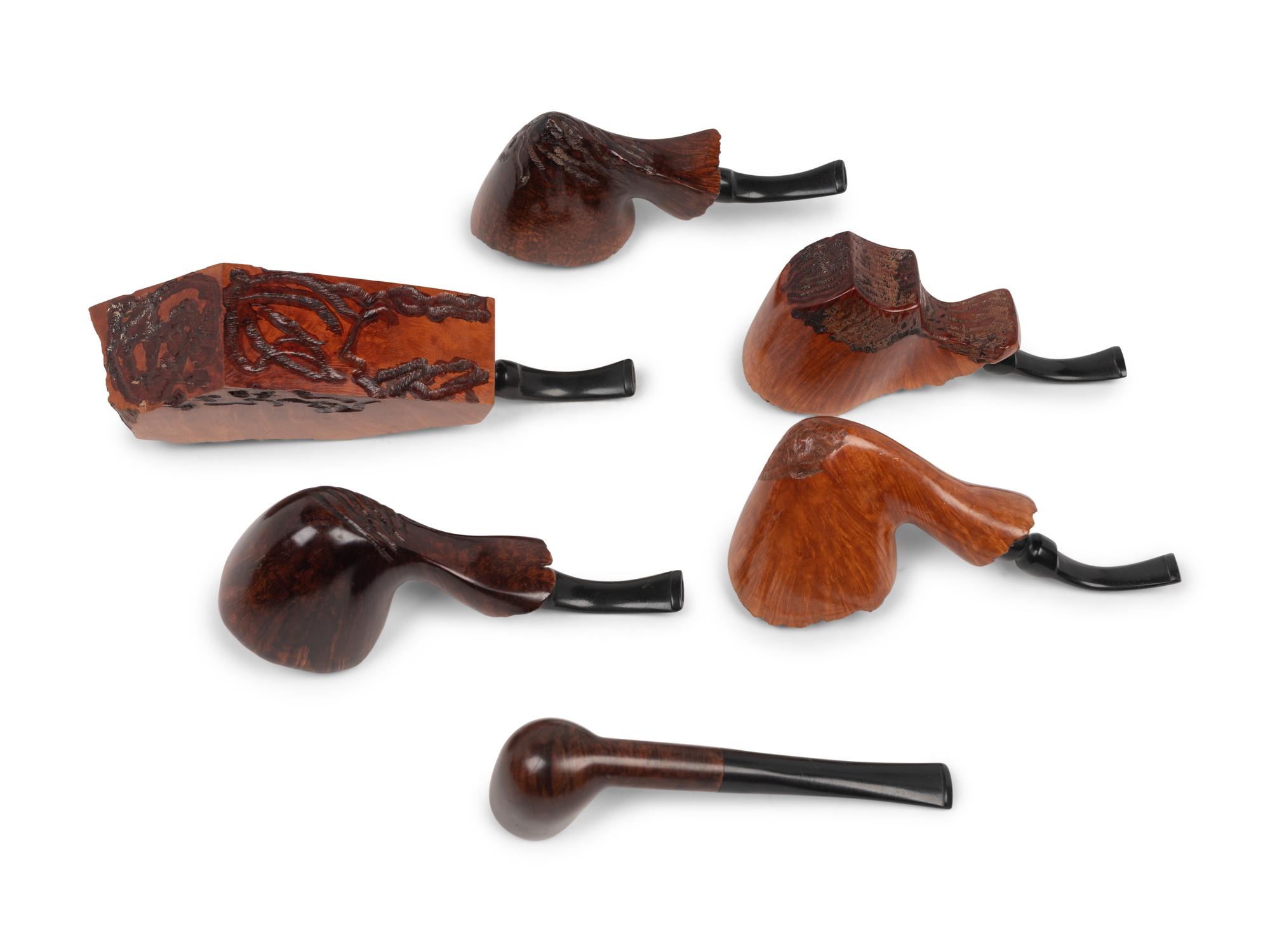 A Collection of Wood Smoking Pipes
