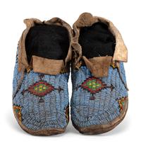 Northern Plains Beaded Buffalo Hide Moccasins