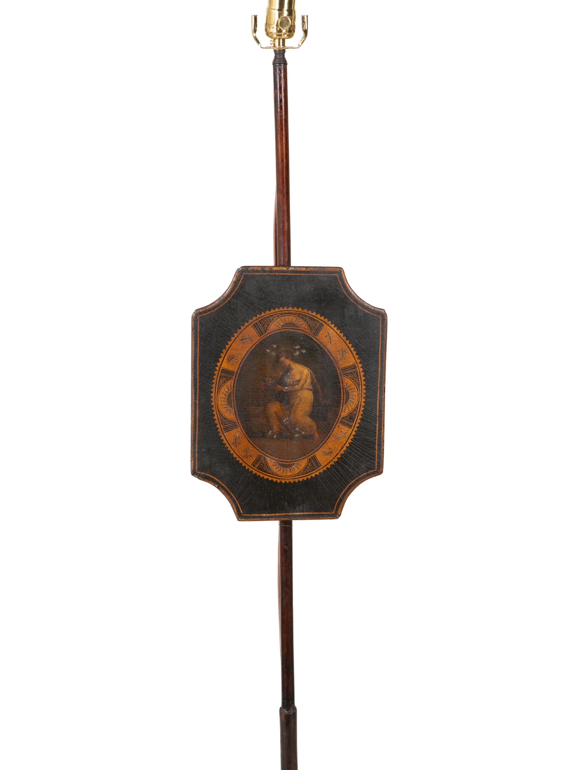 A Pair of English Painted Pole Screens — 19TH CENTURY