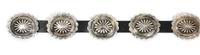 A Navajo Concho Belt Length 45 inches, height of buckle 2 14/ x width 2 3/4 inches.