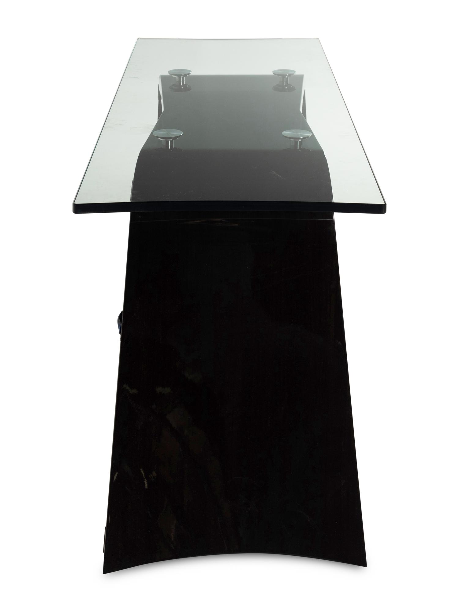 A Contemporary Lacquered Mahogany and Glass Console or Dressing Table