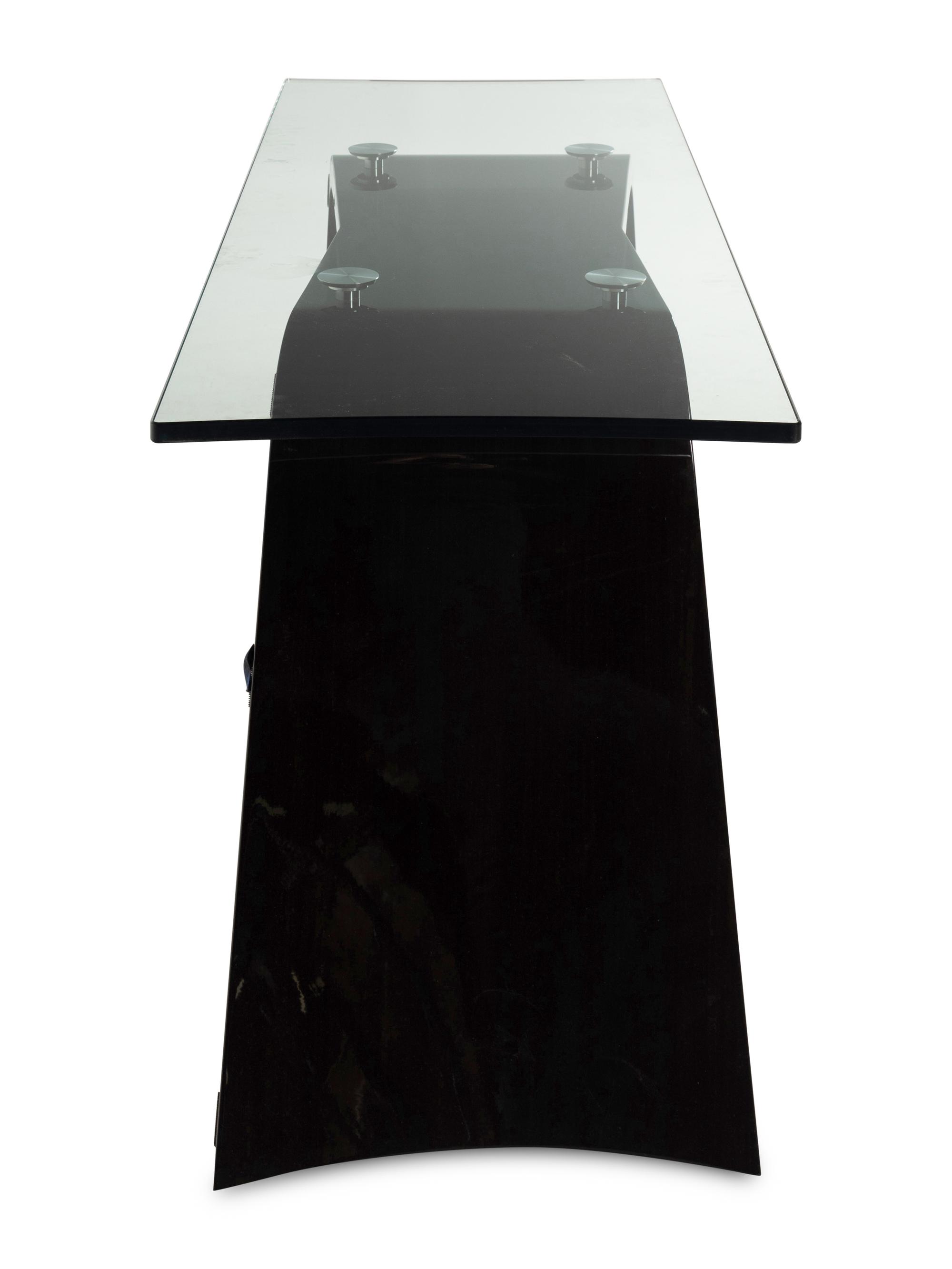 A Contemporary Lacquered Mahogany and Glass Console or Dressing Table