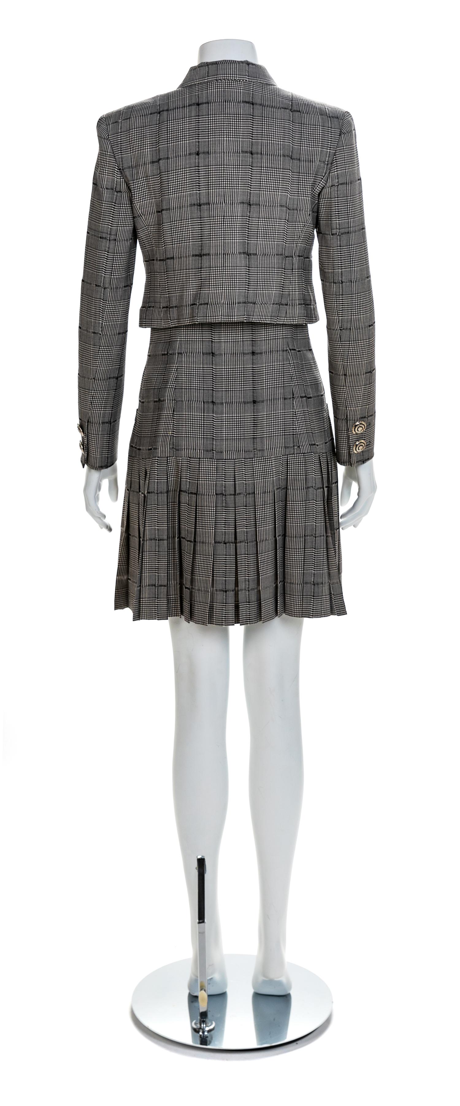 Atelier Versace Houndstooth Jacket and Dress, S/S 1994 Size label in jacket: 42