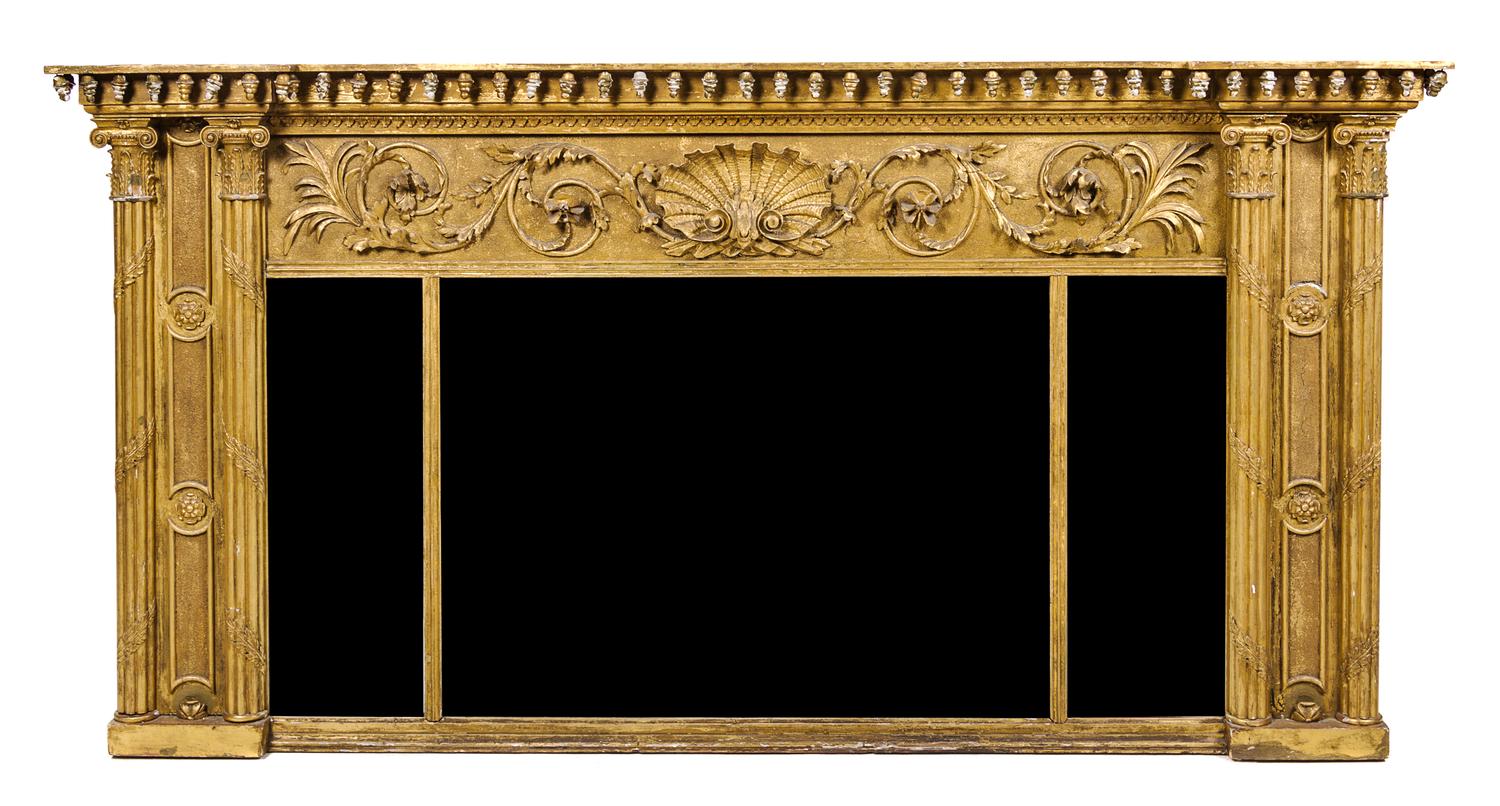 An American Neoclassical Giltwood Mirror Height 36 1/4 x width 70 1/2 inches. — LATE 19TH CENTURY