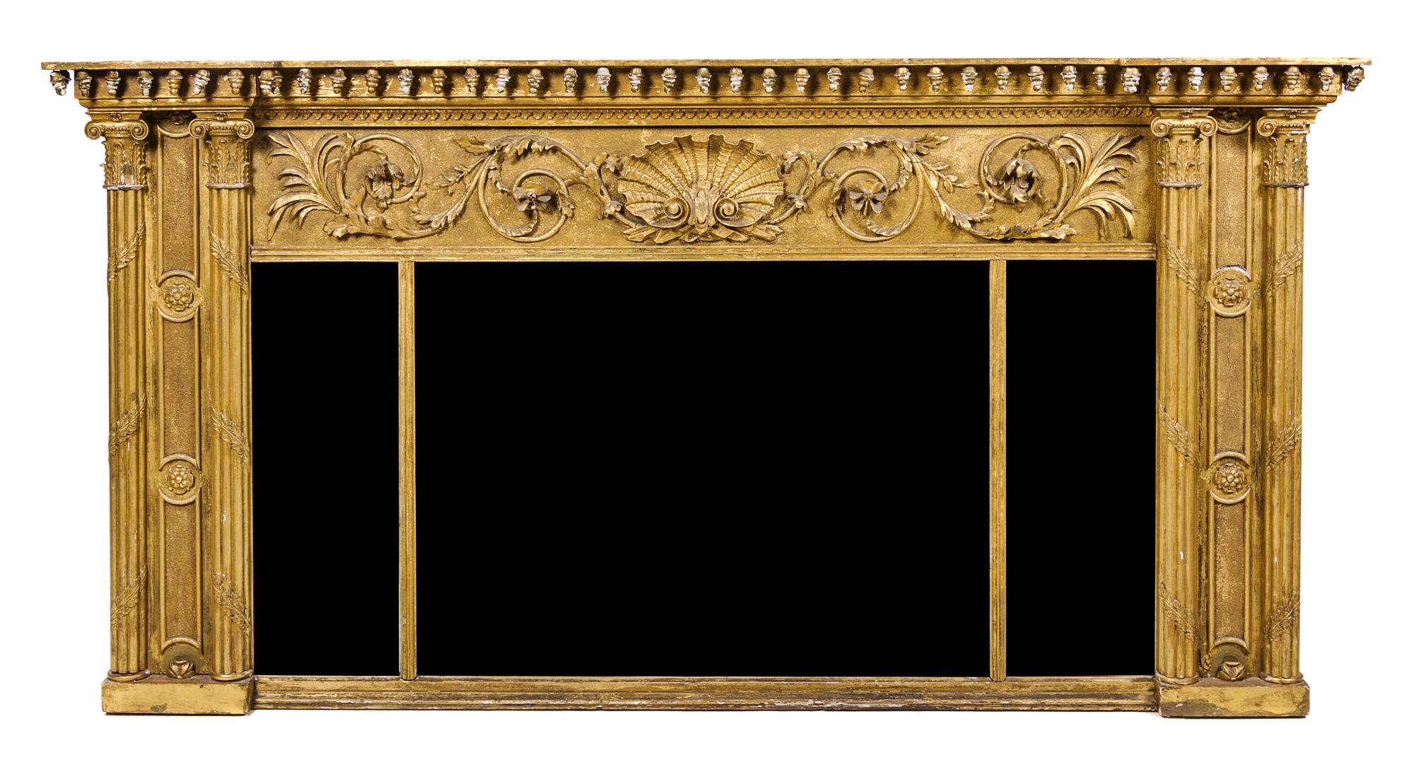 An American Neoclassical Giltwood Mirror Height 36 1/4 x width 70 1/2 inches. — LATE 19TH CENTURY