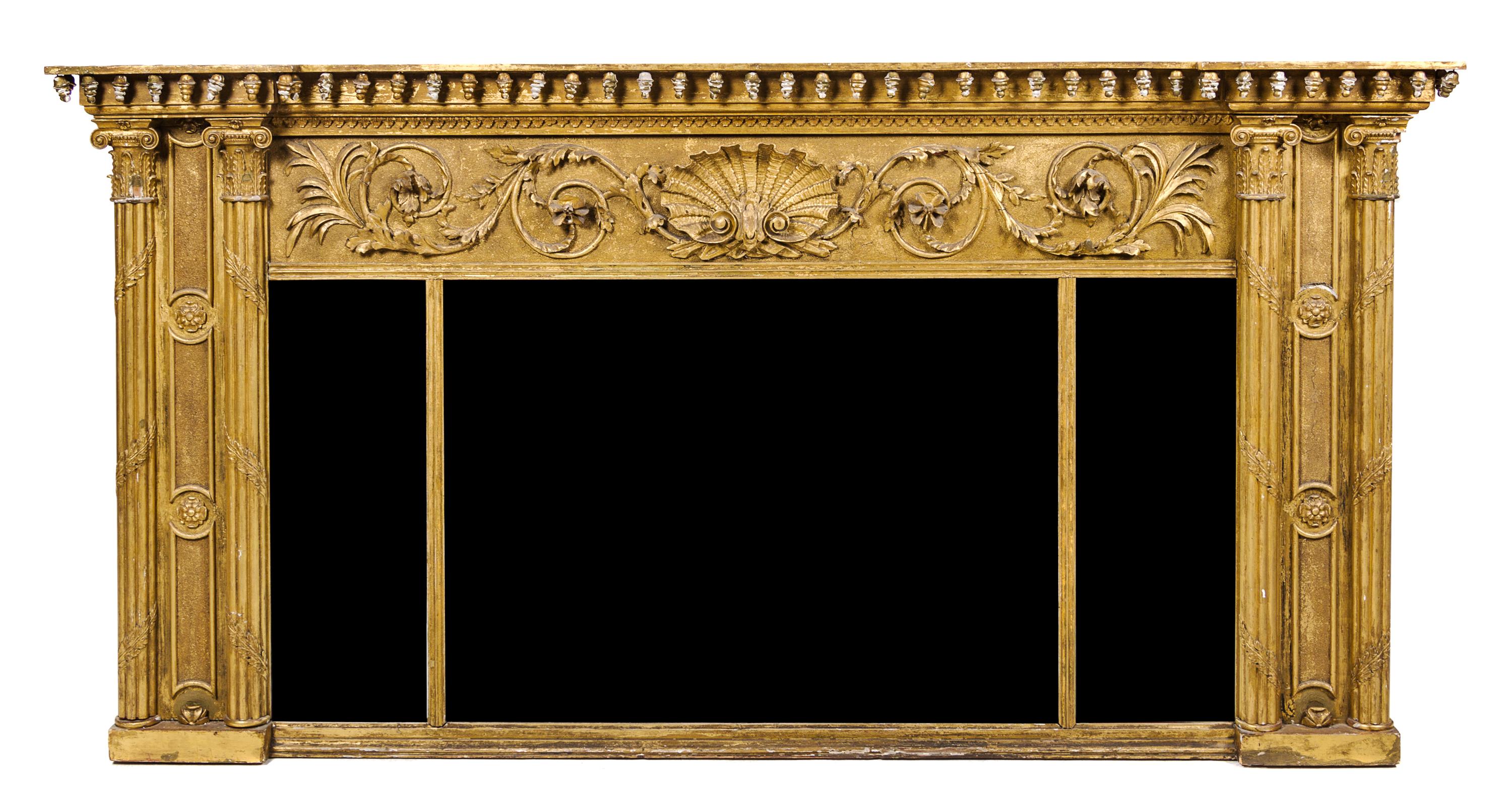An American Neoclassical Giltwood Mirror Height 36 1/4 x width 70 1/2 inches. — LATE 19TH CENTURY
