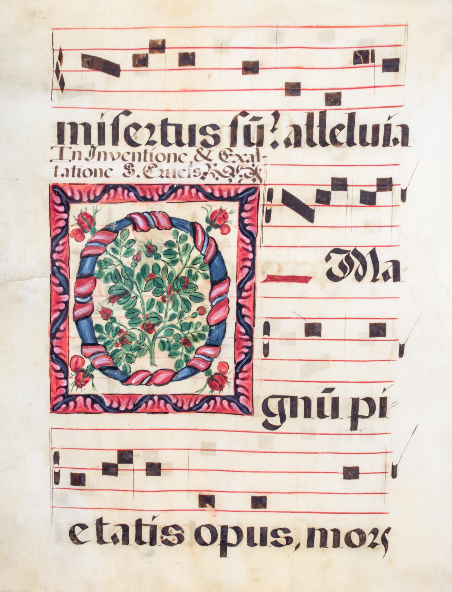 (ILLUMINATED MANUSCRIPT) Two antiphonal leaves, on vellum