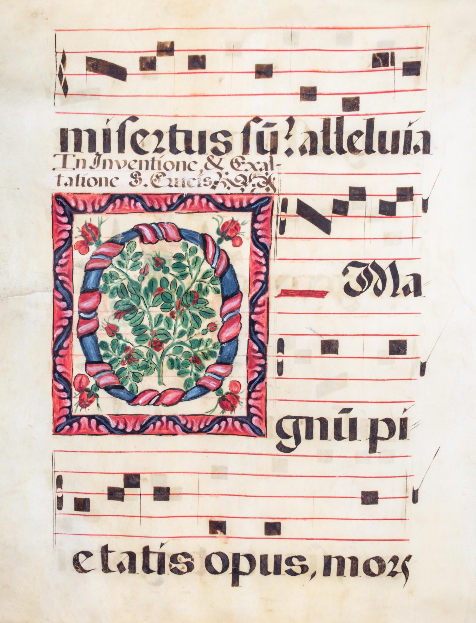 (ILLUMINATED MANUSCRIPT) Two antiphonal leaves, on vellum
