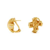TIFFANY & CO., YELLOW GOLD AND DIAMOND 'X' CLIP EARRINGS