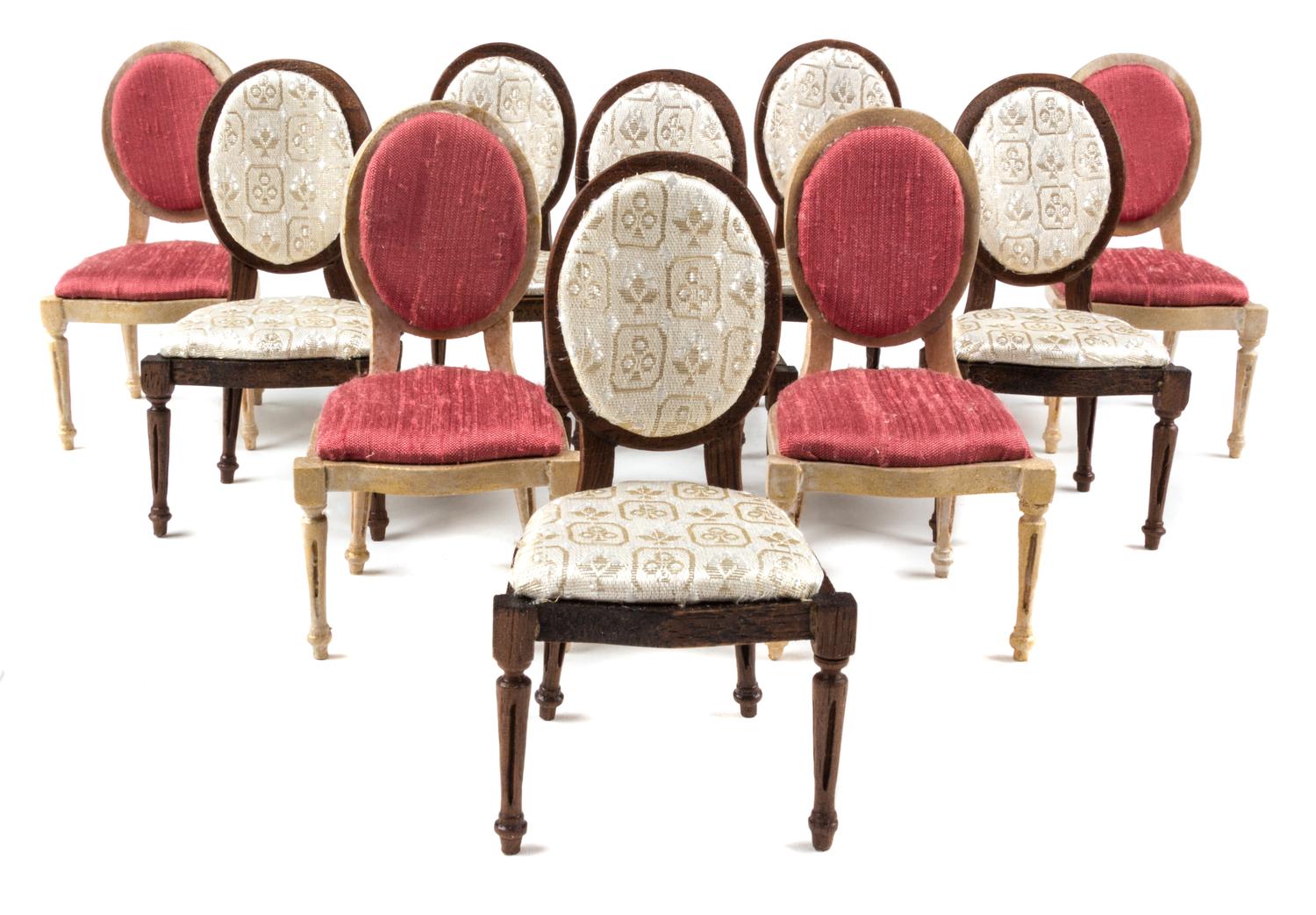 An Assembled Suite of Ten Louis XVI Style Dining Chairs Height 3 1/4 inches. — Joe Turner