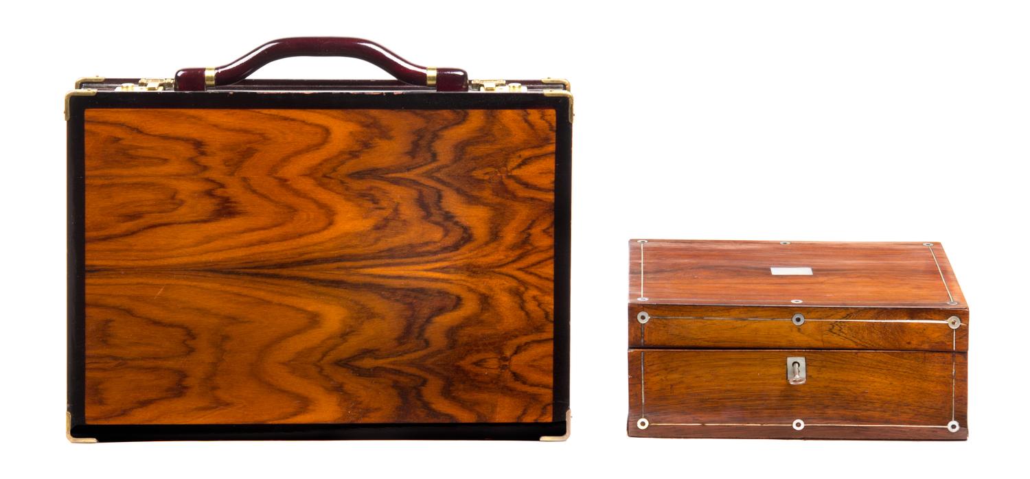 Two Rosewood Decorative Articles Attache case 12 1/4 x 17 5/8 inches.
