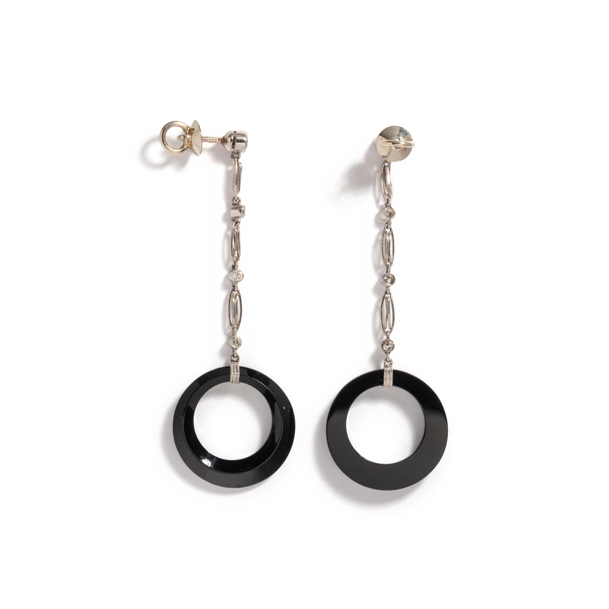 DIAMOND AND ONYX EARRINGS