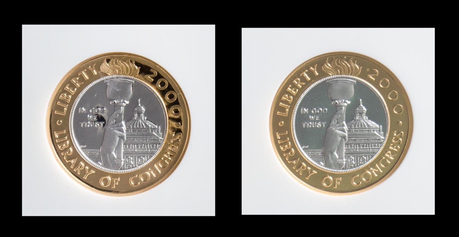 A Pair of United States Mint 2000-W Library of Congress $10 Bi-Metallic Proofs