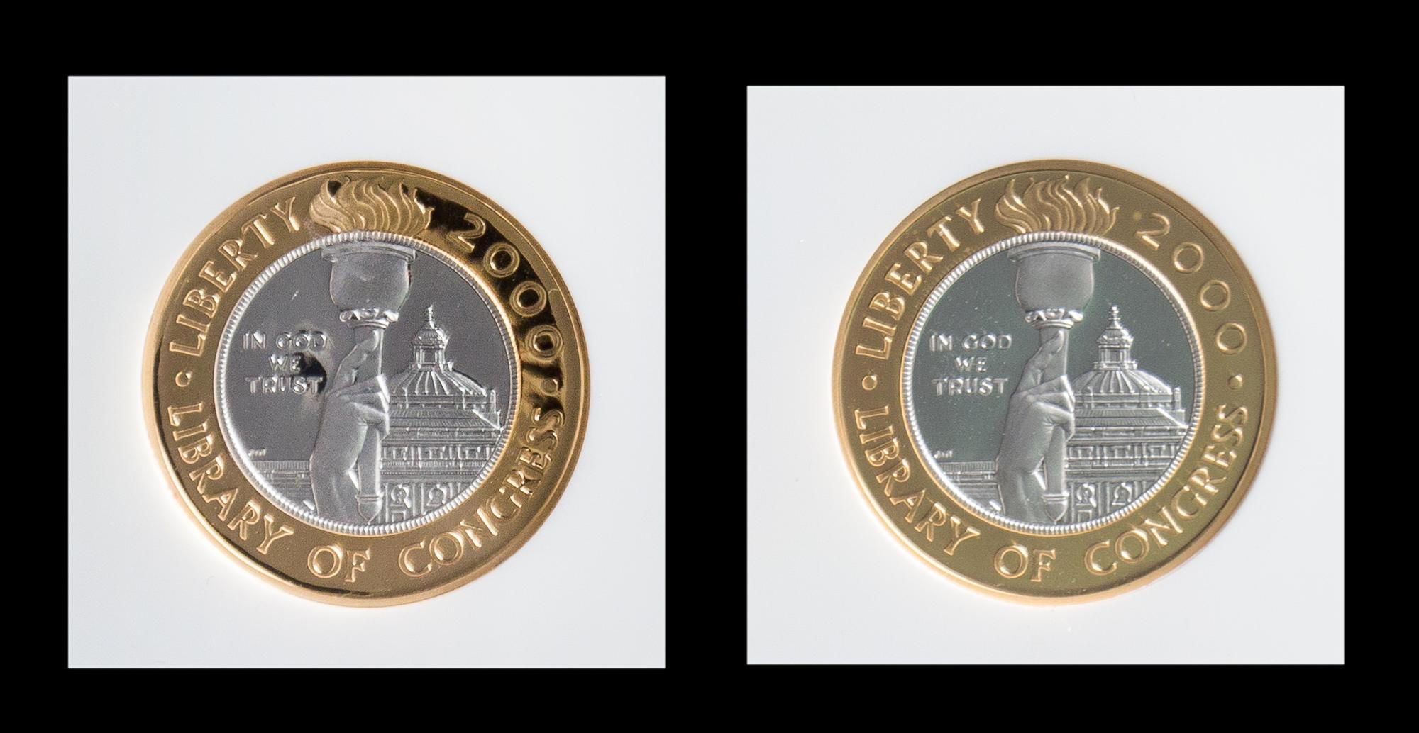 A Pair of United States Mint 2000-W Library of Congress $10 Bi-Metallic Proofs