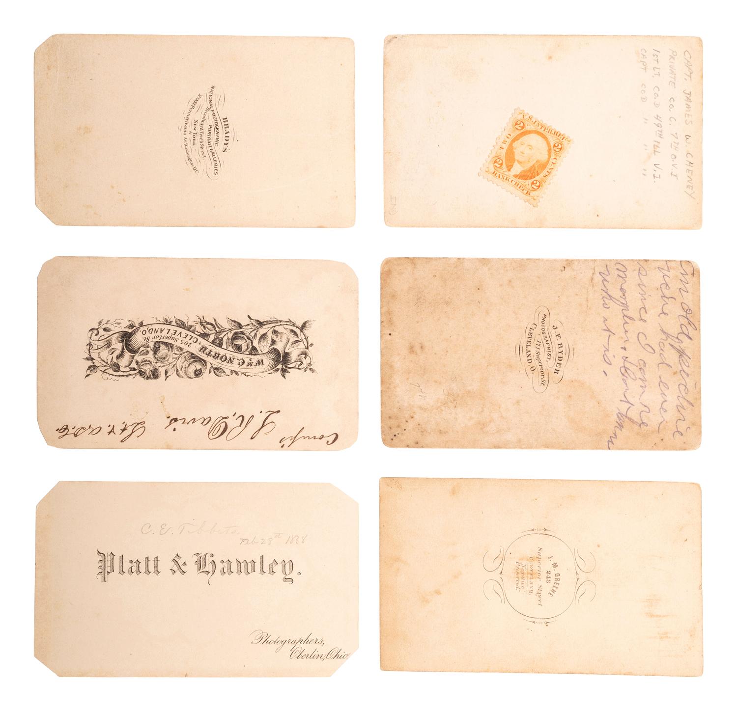 [CIVIL WAR]. A group of 26 CDVs, including portraits featuring soldiers from the 7th Ohio Volunteer Infantry Regiment.