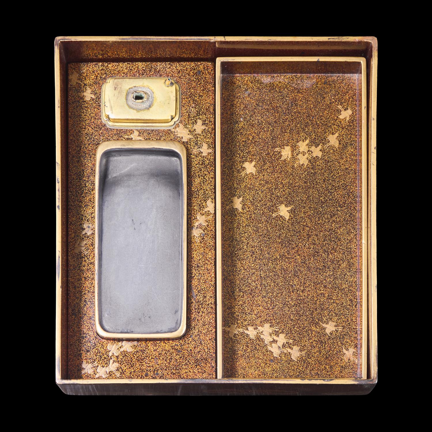 A Japanese Lacquer "Peacock" Writing Box, Late Edo to Meiji Period
