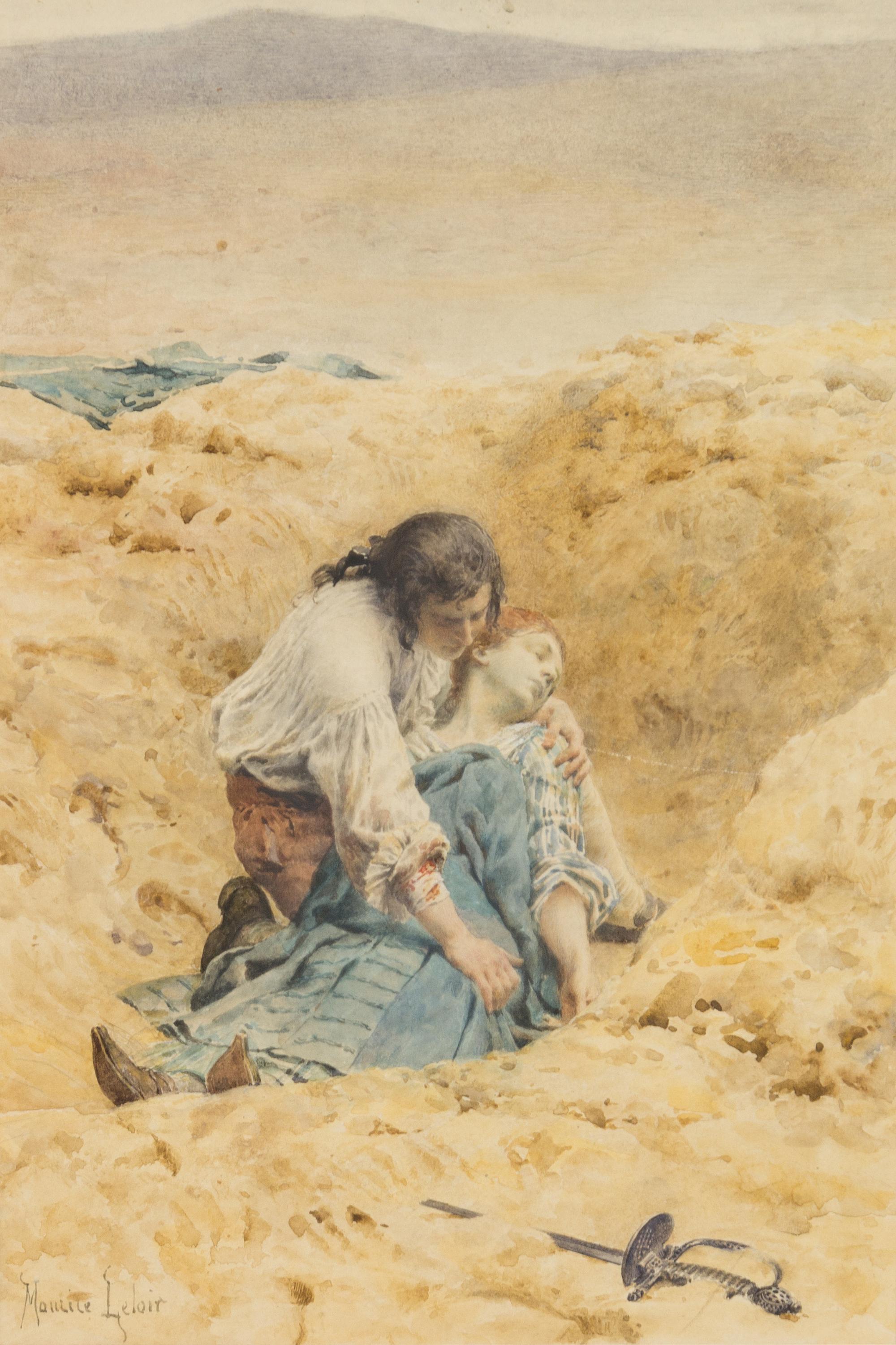 Maurice Leloir, (French, 1853-1940), Des Grieux Burying Manon, c. 1885