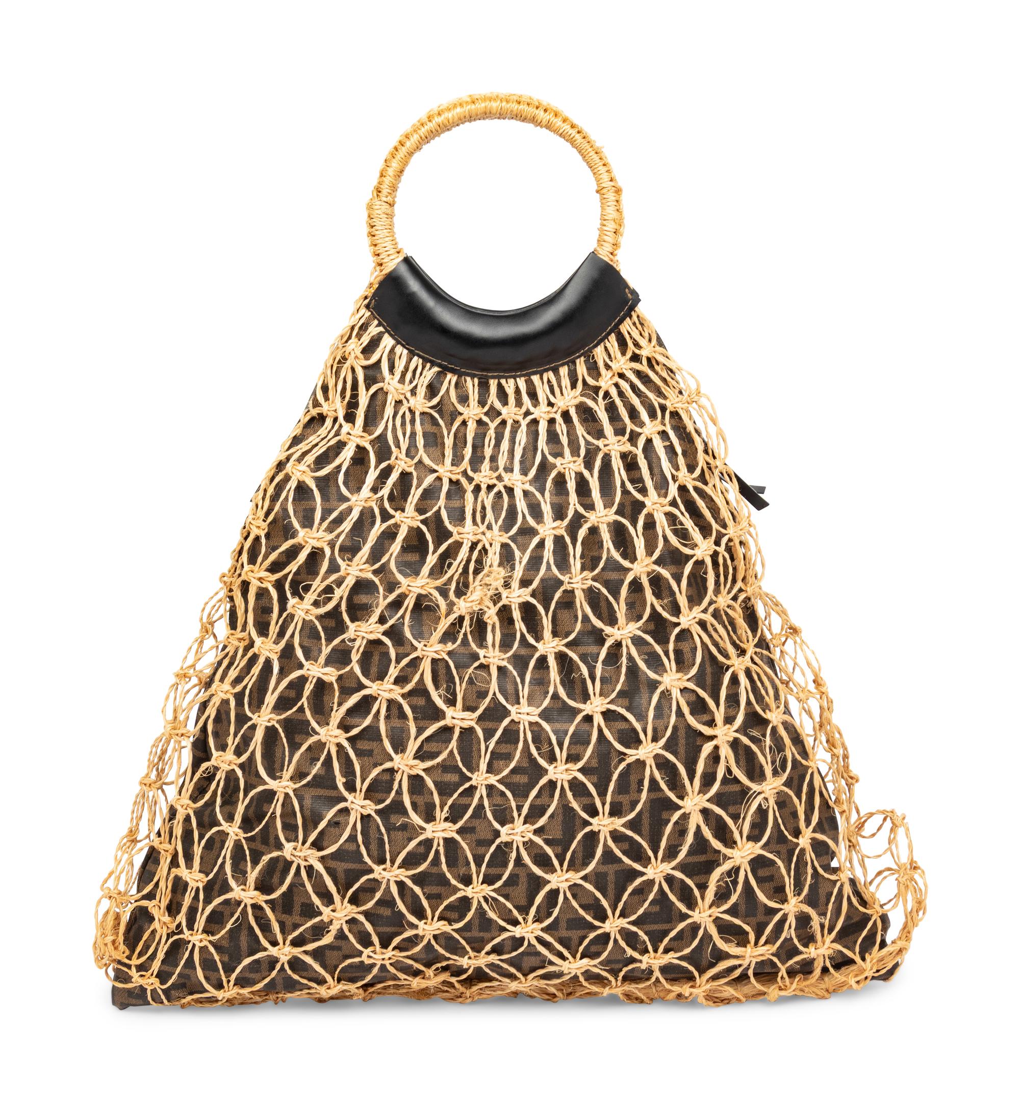 FENDI, MONOGRAM TOTE WITH KNOTTED TWINE