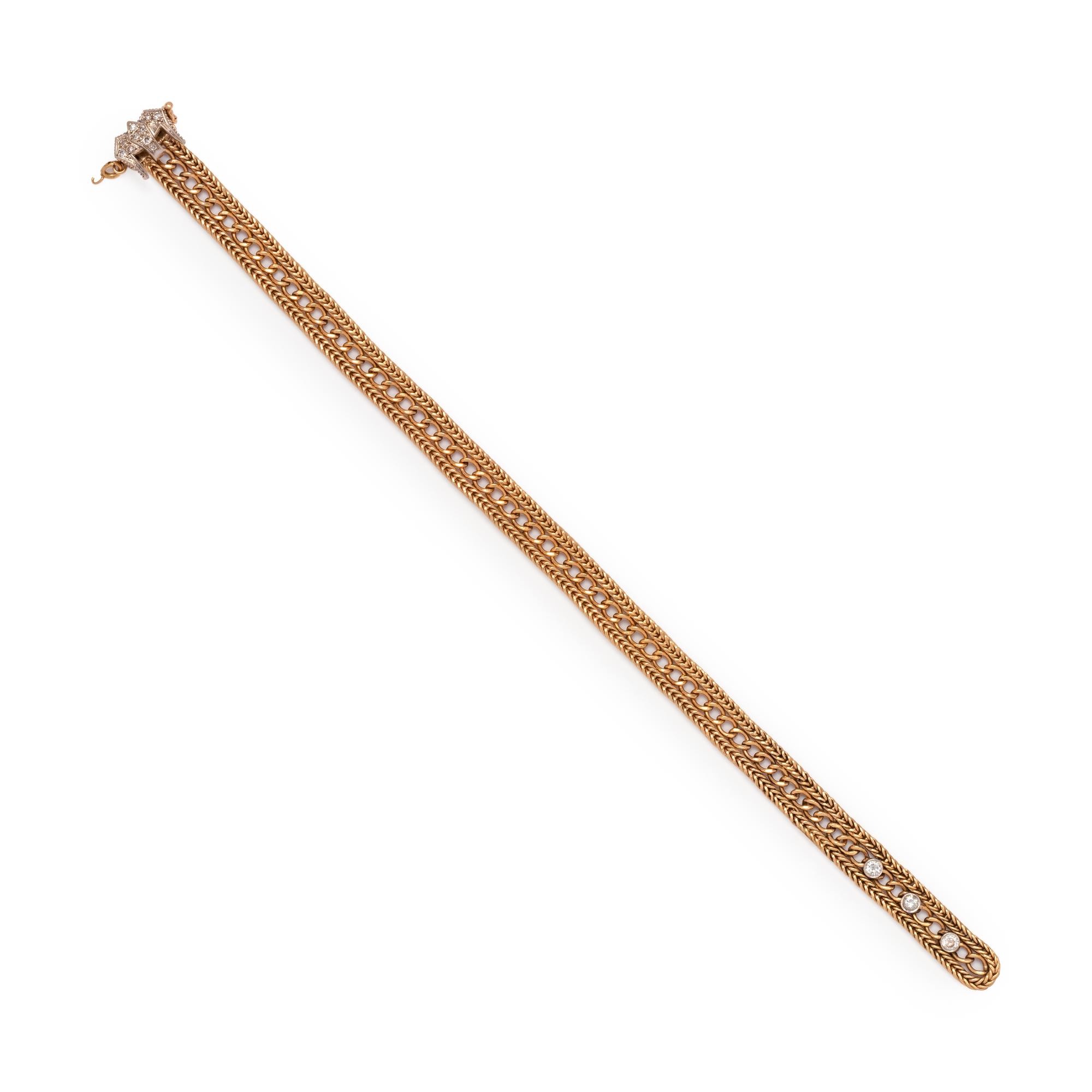 YELLOW GOLD AND DIAMOND BELT MOTIF BRACELET