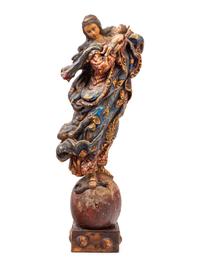 A Continental Carved, Polychromed and Parcel Gilt Figural Group