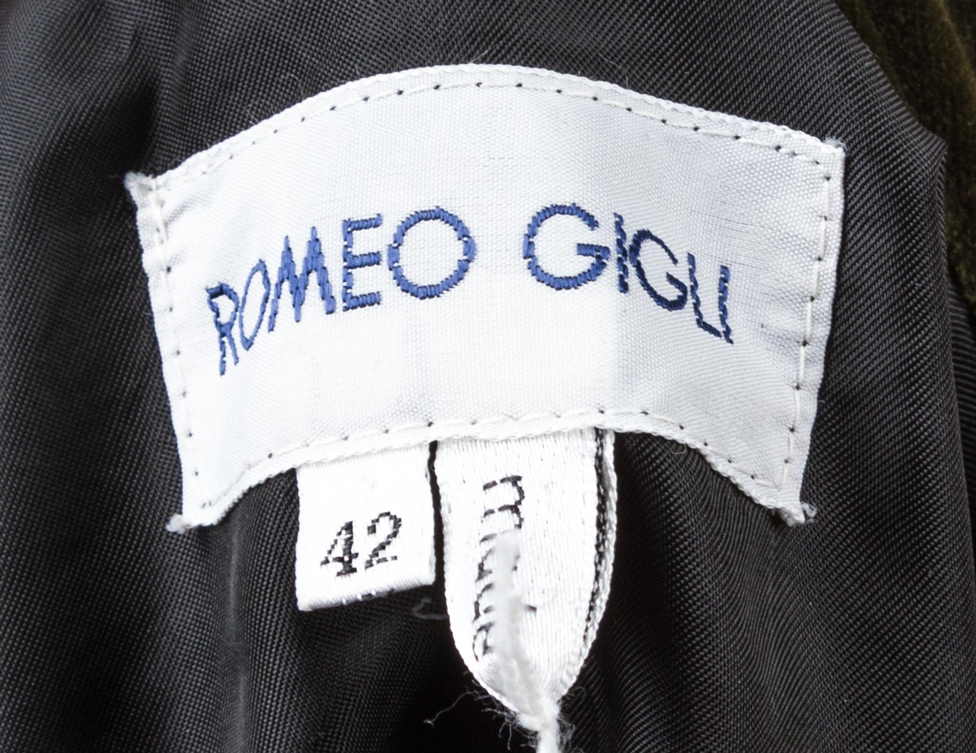 A Romeo Gigli Olive Green Velvet Cocoon Coat, Size 42.