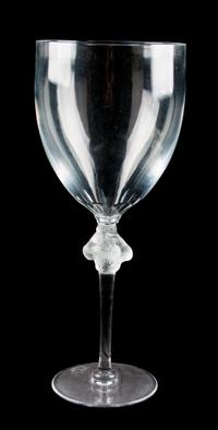 A Lalique Glass Oversized Goblet Height 15 1/4 inches.