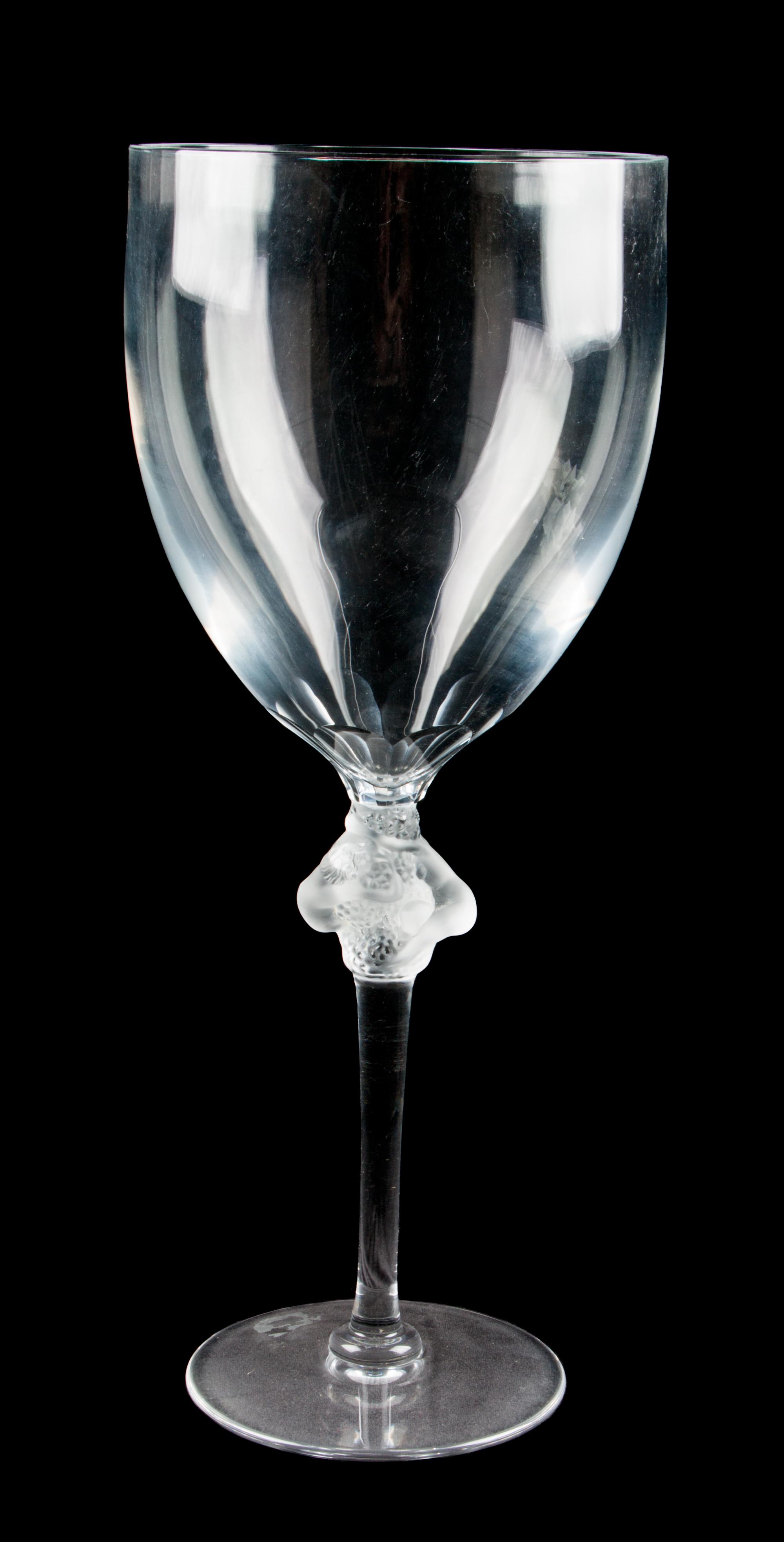 A Lalique Glass Oversized Goblet Height 15 1/4 inches.