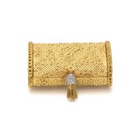 TIFFANY & CO., FRANCE, YELLOW GOLD AND DIAMOND PILL BOX