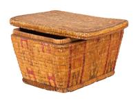 Salish Imbricated Basketry Trunk, With Lid