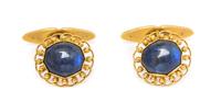 A Pair of 18 Karat Yellow Gold and Labradorite Cufflinks, Georg Jensen, 7.70 dwts.