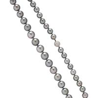 GRADUATED TAHITIAN CULTURED PEARL AND DIAMOND NECKLACE