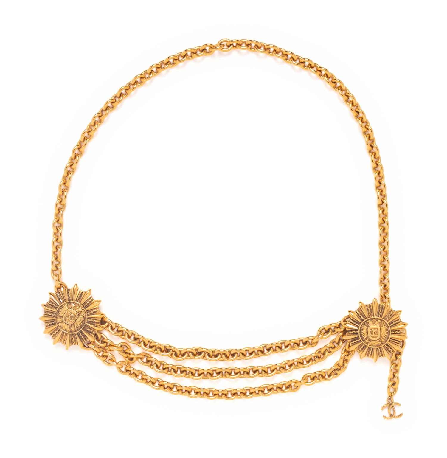 Chanel Gold-Tone Chain Sunburst Belt
