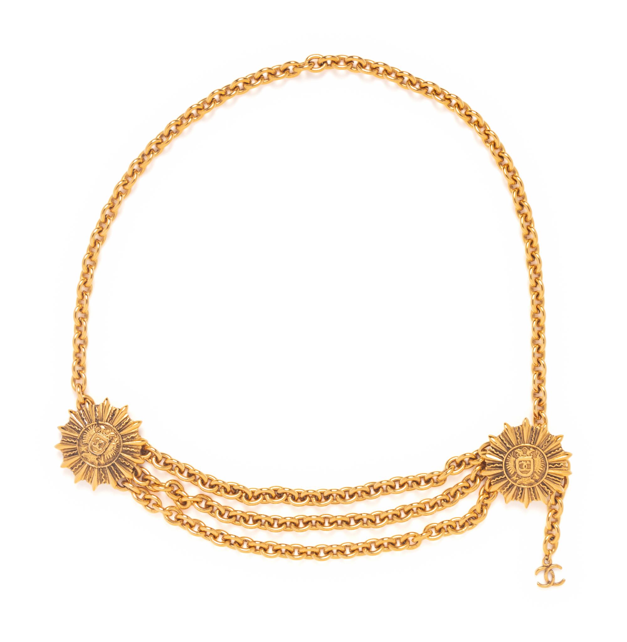 Chanel Gold-Tone Chain Sunburst Belt
