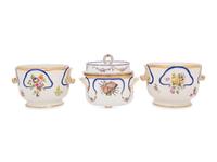 An Assembled Sèvres Feuille-de-Choux Porcelain Part Service Painted with Trophies