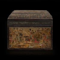 A Persian painted lacquer table chest 波斯漆器小箱 Qajar period ????