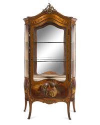 A Louis XV Style Gilt Bronze Mounted Vernis Martin Vitrine