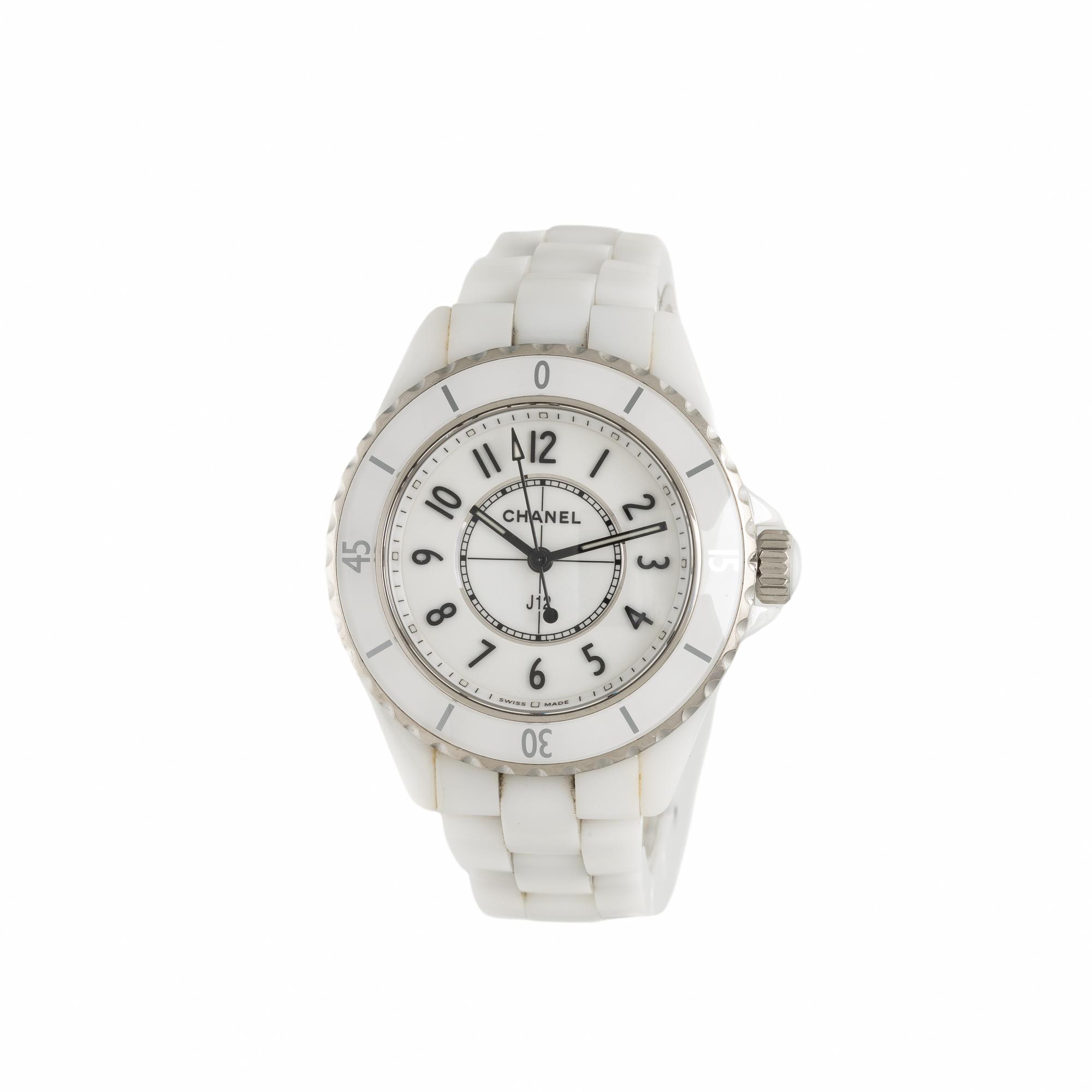 Chanel, White Ceramic 'J12' Watch, with Box